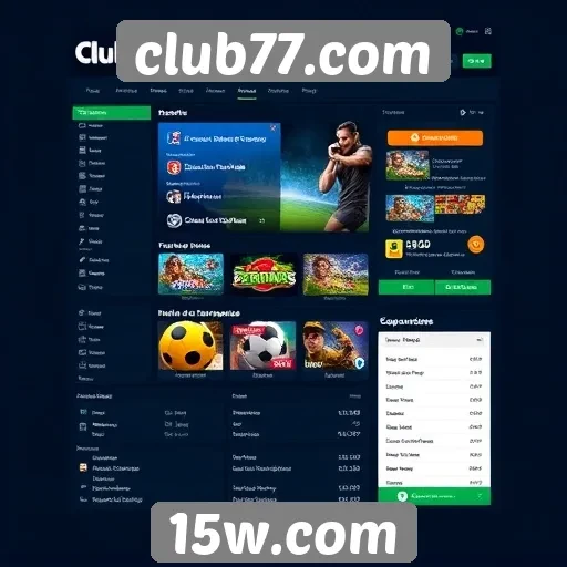 Exploração da interface de usuário do site Club77.com